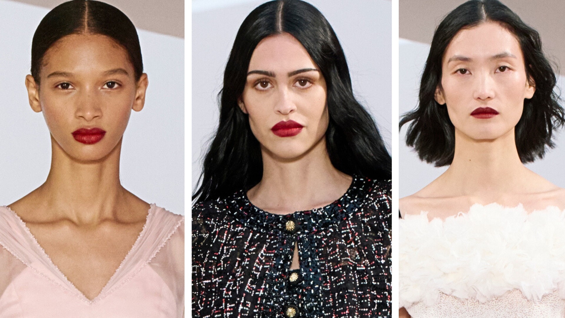 Maquiagem Chanel 2025: Lábios Vermelhos Marcam Tendência no Desfile de Alta-Costura