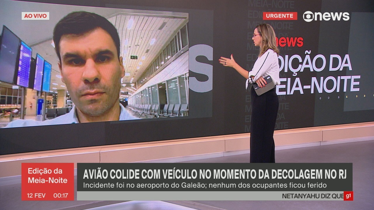 Avião colide com carro na pista ao decolar no Aeroporto do Galeão; VÍDEO